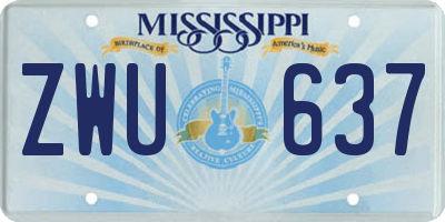 MS license plate ZWU637