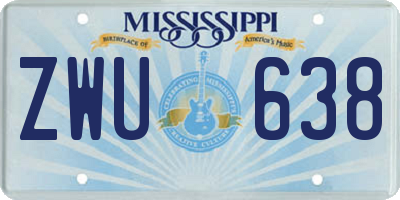 MS license plate ZWU638