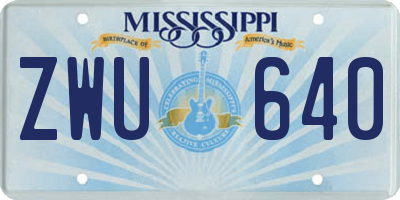 MS license plate ZWU640
