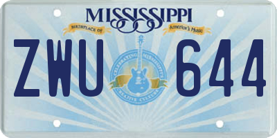 MS license plate ZWU644