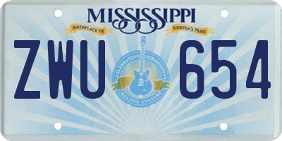 MS license plate ZWU654