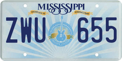 MS license plate ZWU655