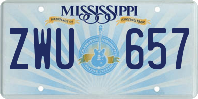 MS license plate ZWU657