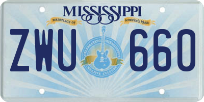 MS license plate ZWU660