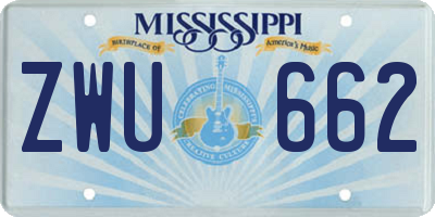 MS license plate ZWU662