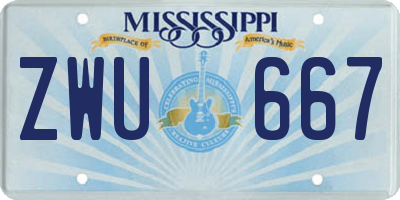 MS license plate ZWU667
