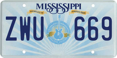 MS license plate ZWU669
