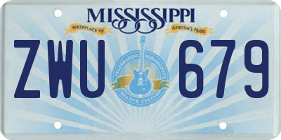 MS license plate ZWU679