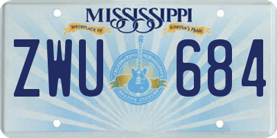 MS license plate ZWU684