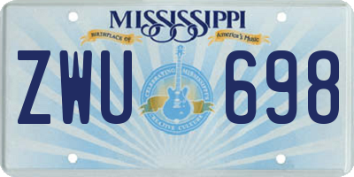 MS license plate ZWU698