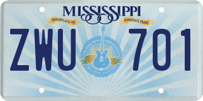 MS license plate ZWU701