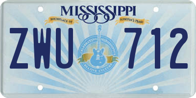 MS license plate ZWU712