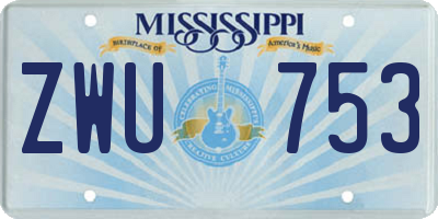 MS license plate ZWU753