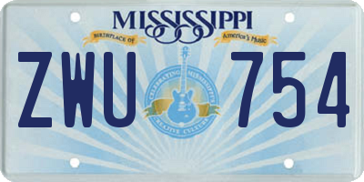 MS license plate ZWU754