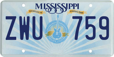 MS license plate ZWU759