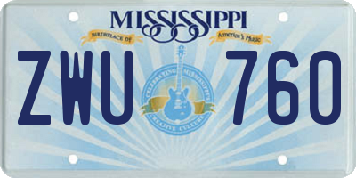 MS license plate ZWU760