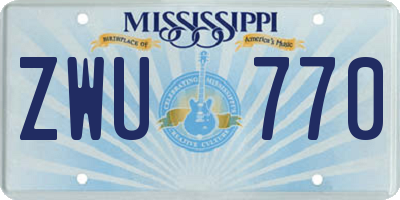 MS license plate ZWU770