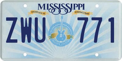 MS license plate ZWU771