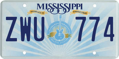 MS license plate ZWU774