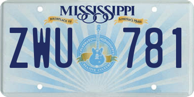 MS license plate ZWU781