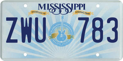 MS license plate ZWU783