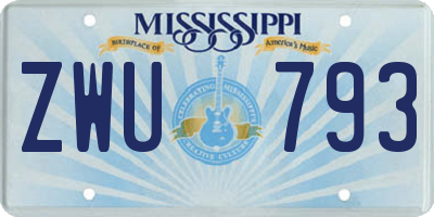 MS license plate ZWU793