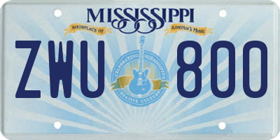 MS license plate ZWU800