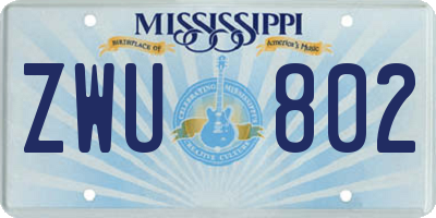 MS license plate ZWU802
