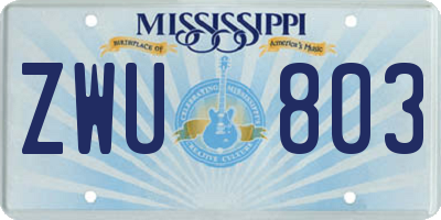 MS license plate ZWU803