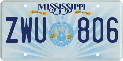 MS license plate ZWU806