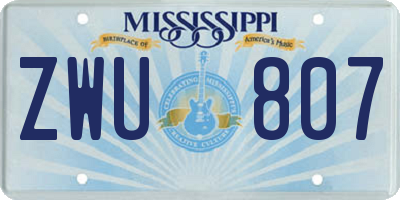 MS license plate ZWU807