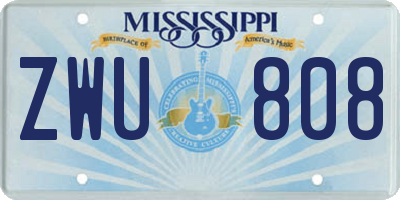 MS license plate ZWU808