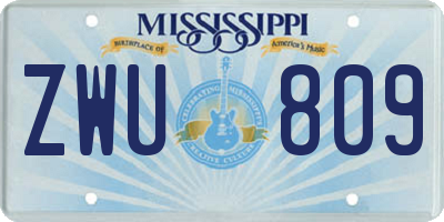 MS license plate ZWU809
