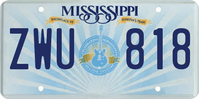 MS license plate ZWU818