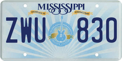 MS license plate ZWU830