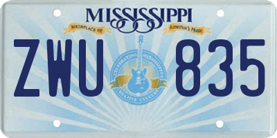 MS license plate ZWU835
