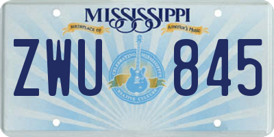 MS license plate ZWU845