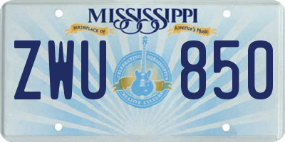 MS license plate ZWU850