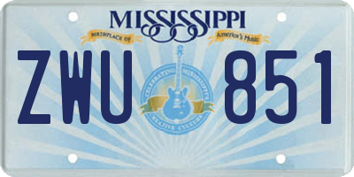 MS license plate ZWU851