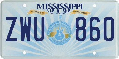 MS license plate ZWU860