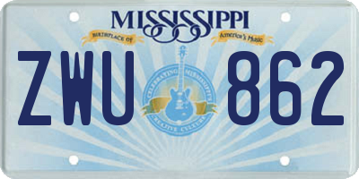 MS license plate ZWU862