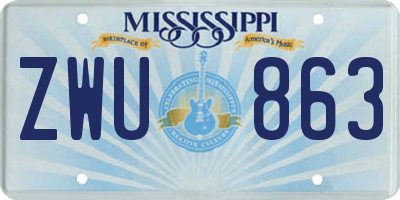 MS license plate ZWU863