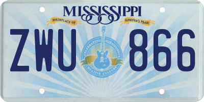 MS license plate ZWU866