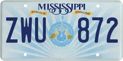 MS license plate ZWU872