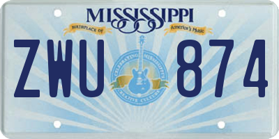 MS license plate ZWU874