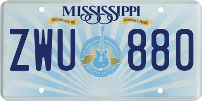 MS license plate ZWU880