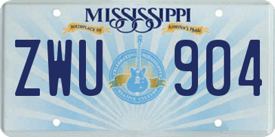 MS license plate ZWU904