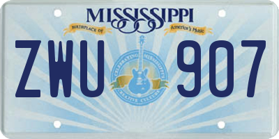MS license plate ZWU907