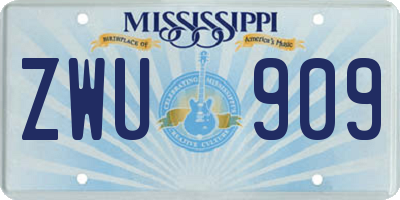 MS license plate ZWU909
