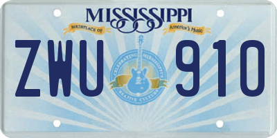 MS license plate ZWU910